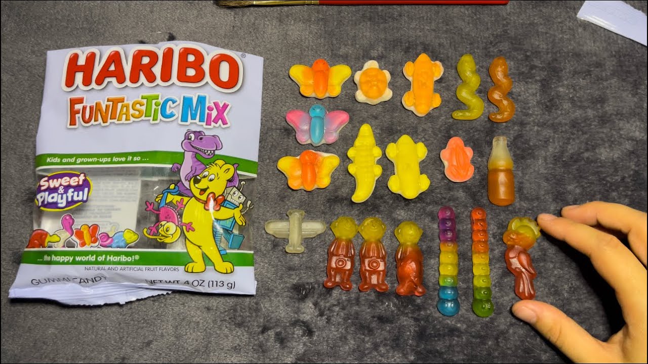 HARIBO Funtastic Mix, Whispering, Brushing, Chewy Candy, Mouth Sounds.