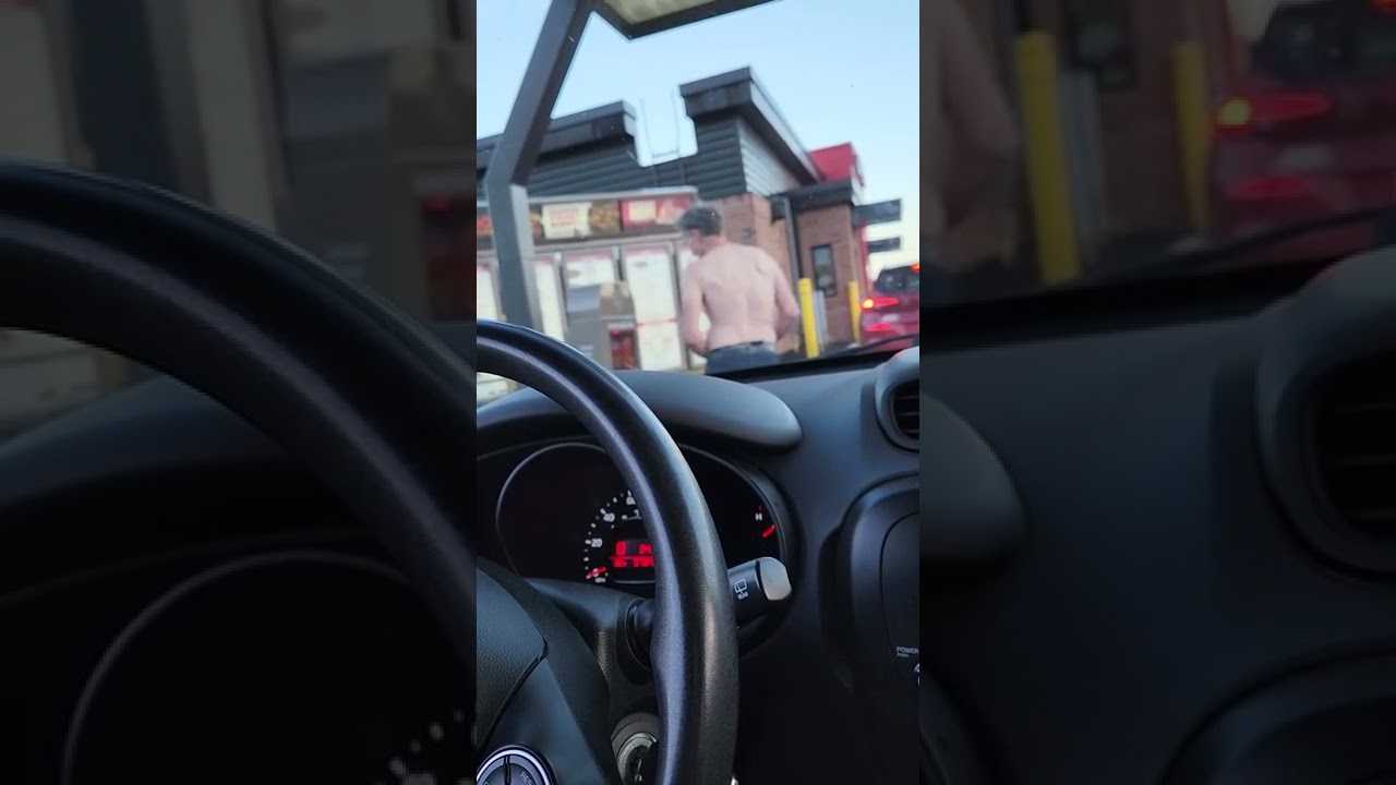Oh, you know ... just a shirtless guy ordering at the Wendy's drive thru. Nothing to see here.
