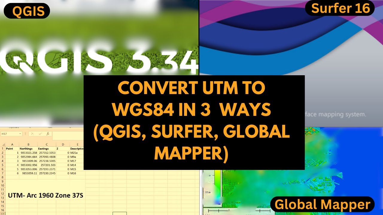 How to Convert UTM to WGS84 in 3 Easy Ways | QGIS, Surfer 16, Global Mapper