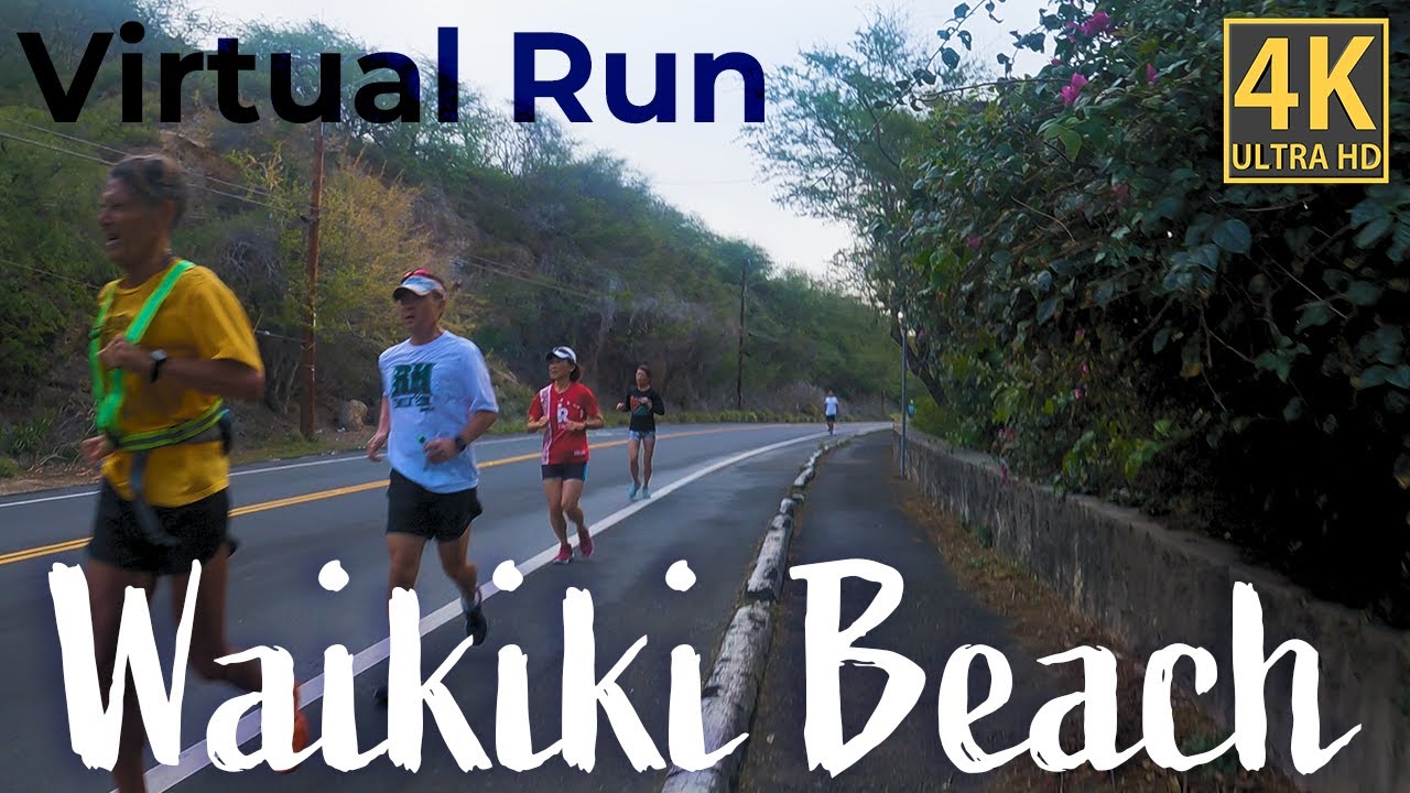[4K] Waikiki HAWAII Virtual Run on Treadmill TV, ワイキキビーチからダイヤモンドヘッドまで走ってみた