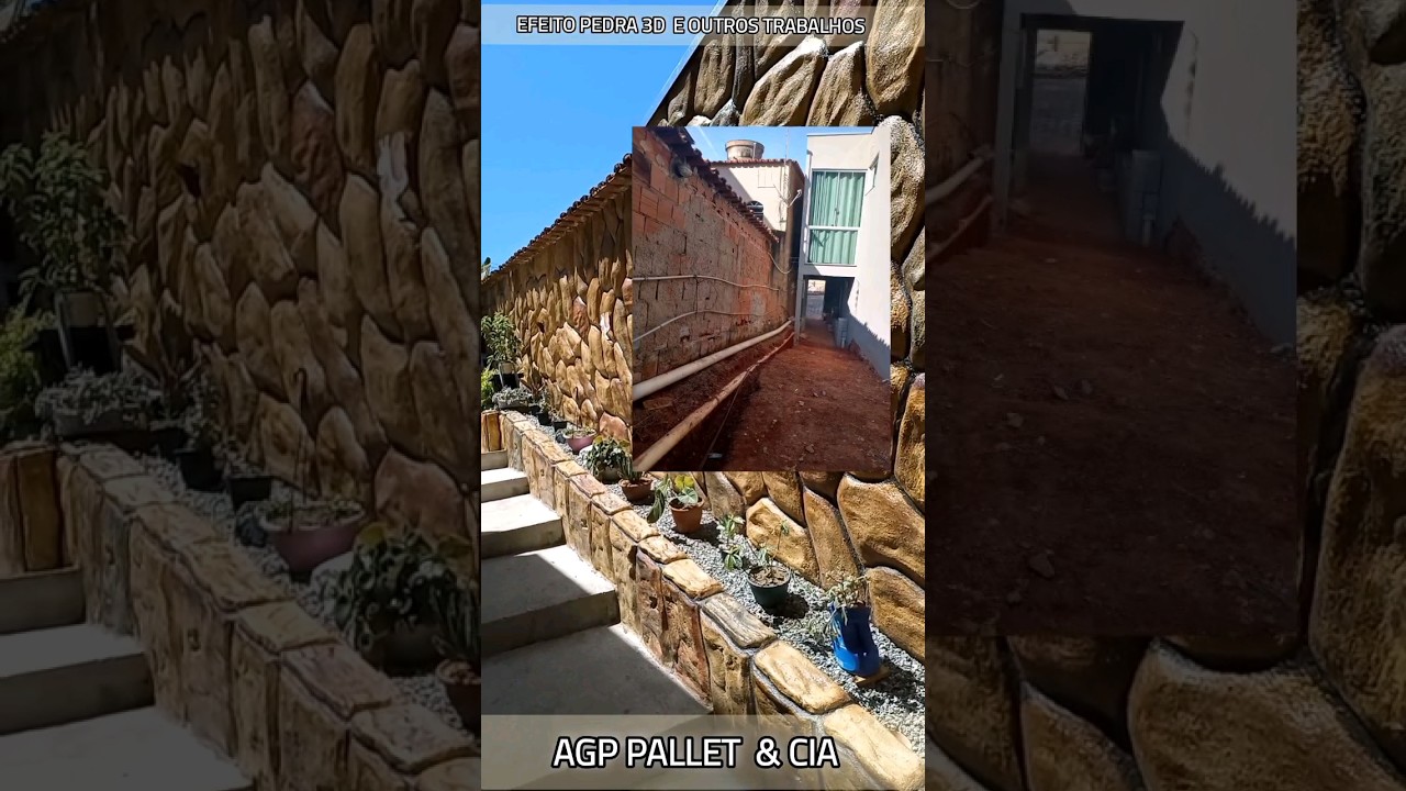 Trabalhos com madeira e Efeito PEDRA 3D #construction #pedreiro #reforma #pintura