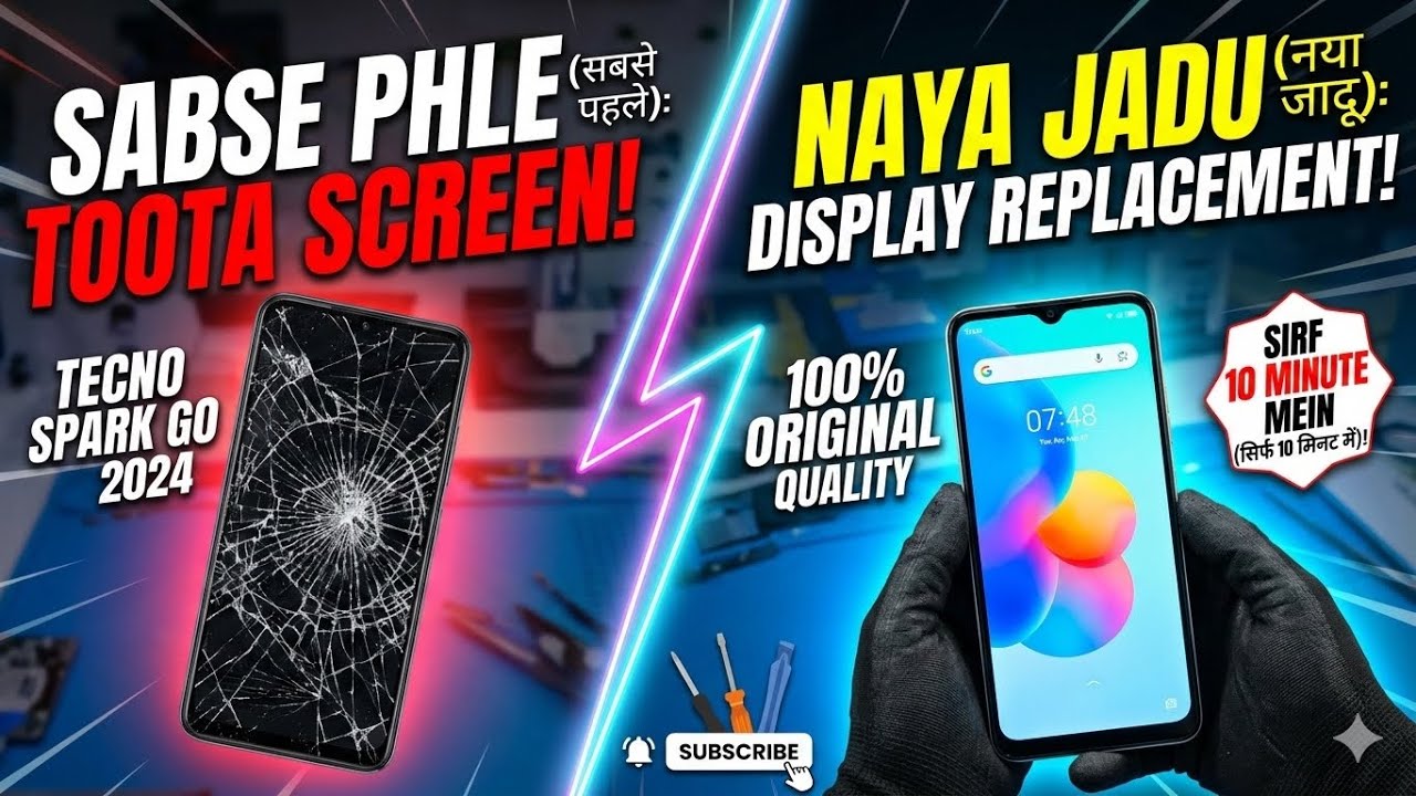 Techno spark Go 2024 Display change thumbnail bana kar do