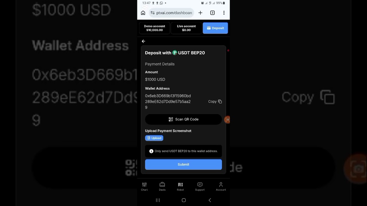 HOW TO REGISTER, DEPOSIT, START ROBOT AND WITHDRAW PROFITS IN PTX AI