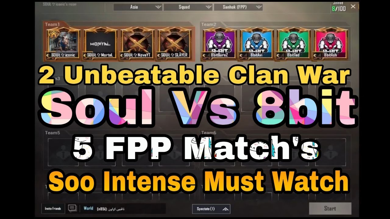 #PUBG #MortaL #Soul #8bit 5 FPP Soul Vs 8bit Clan || Match In Custom Room || Shaktimaan Gaming