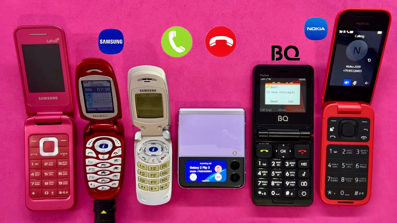 Samsung Z Flip 3 Calling on old flip phones Samsung A800 + Samsung X460 + BQ Pocket + Nokia 2660