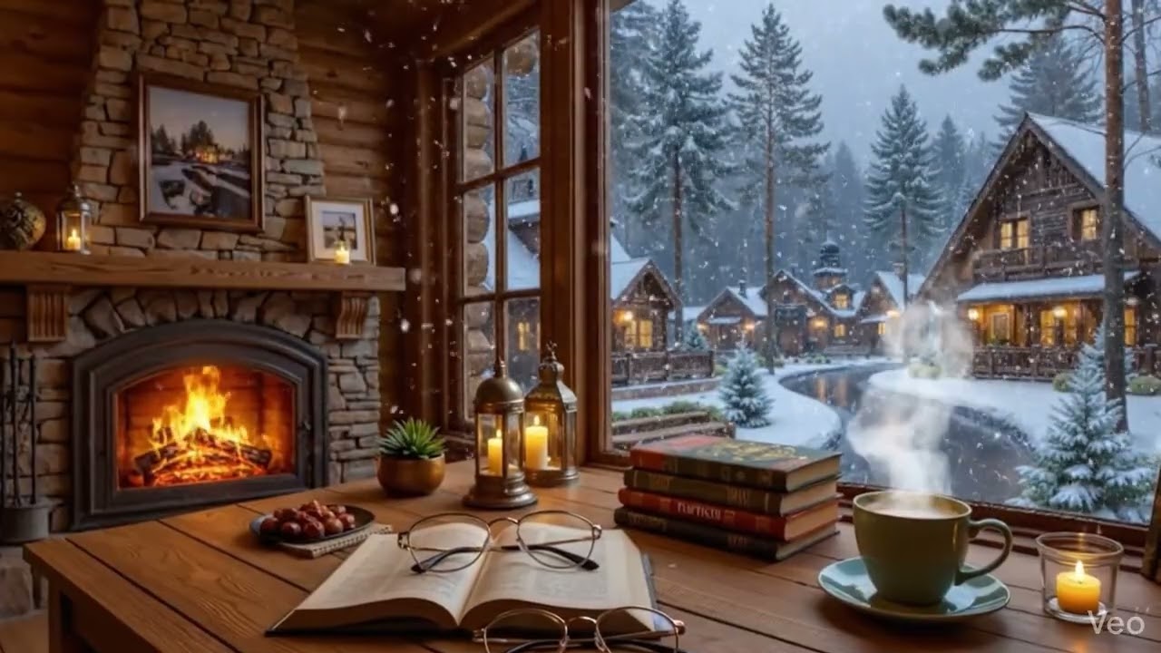 ❄️ Relaxing Jazz & Cozy Winter Fireplace ☕