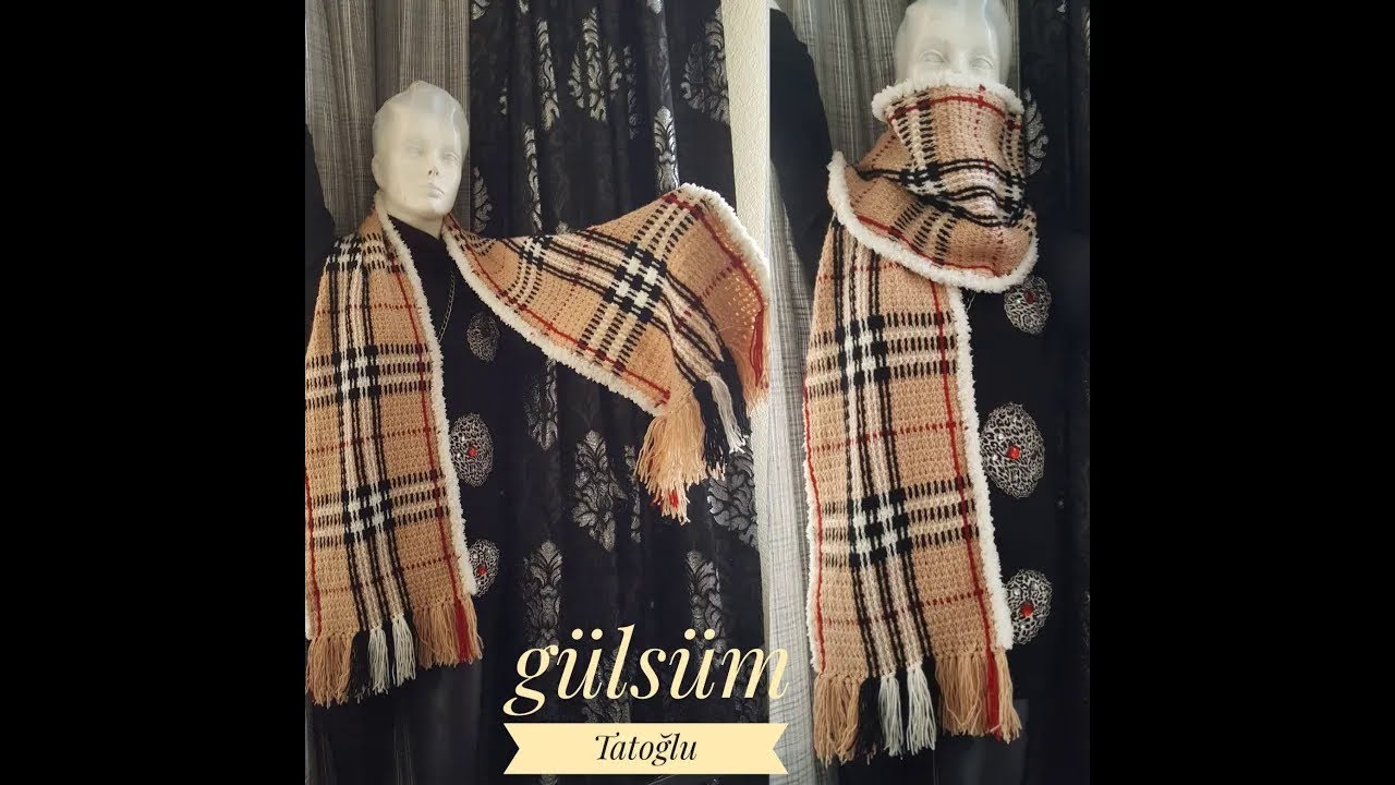 Burberry Style Crochet Scarf #crochet #crocheting #croshetscarf #crochetpattern #crochetlove