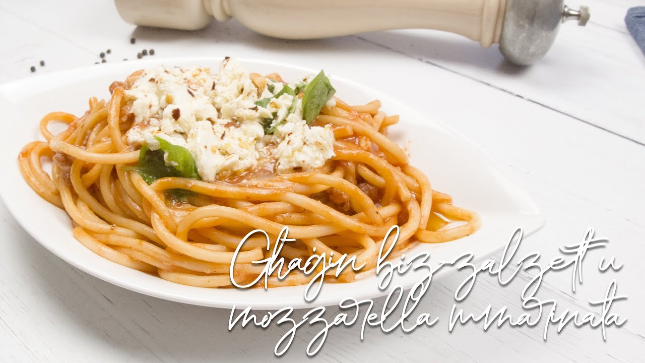 Bucatini with sausage and marinated mozzarella