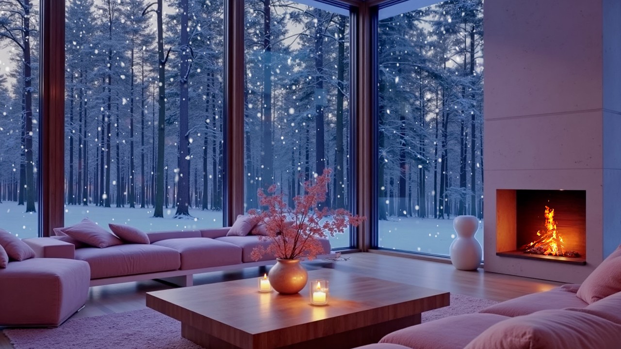 Silent Winter Cabin During a Snowstorm ❄️🌬️ | Howling Winds Outside, Crackling Fireplace Inside