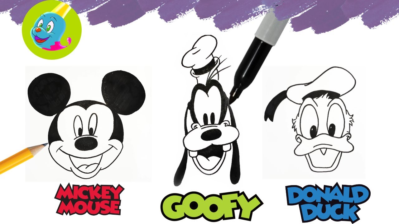 ¿Cómo dibujar a Mickey Mouse, Goofy y al pato Donald?  | Tutorial | Arte Infantil