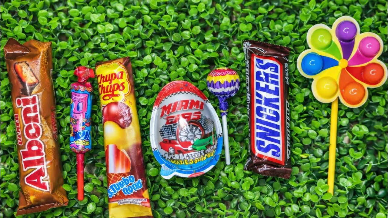 ASMR Most Popular Candys / some lots of colorful rainbow lollipop candy / unpacking chocolate eat