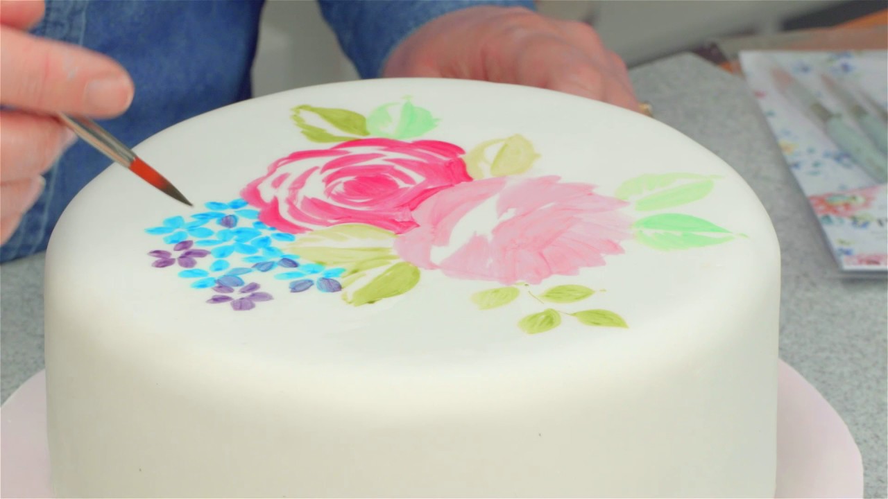 How To Paint A Rose Design On A Cake