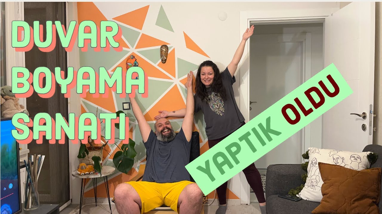BİZ DUVARIMIZA NE YAPTIK BÖYLE? : Geometrik Duvar Boyama ( Geometric Wall Painting ) - DIY
