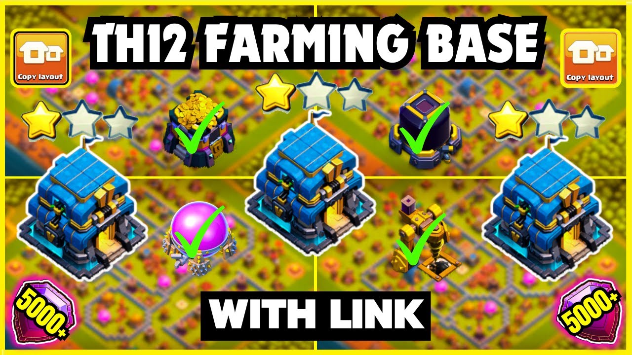 Th12 💰Top 20💰 Best Farming Bases With Links || Th12 Farming And Pushing Bases With Copy Link || 2024