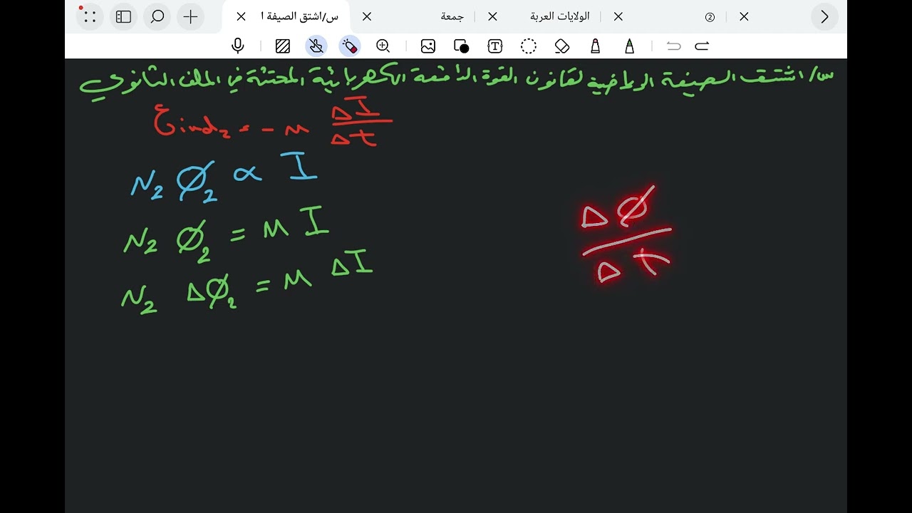 الفصل الثاني اشتقاق القوة الدافعة الكهربائية المحتثة في الملف الثانوي ( الحث المتبادل)