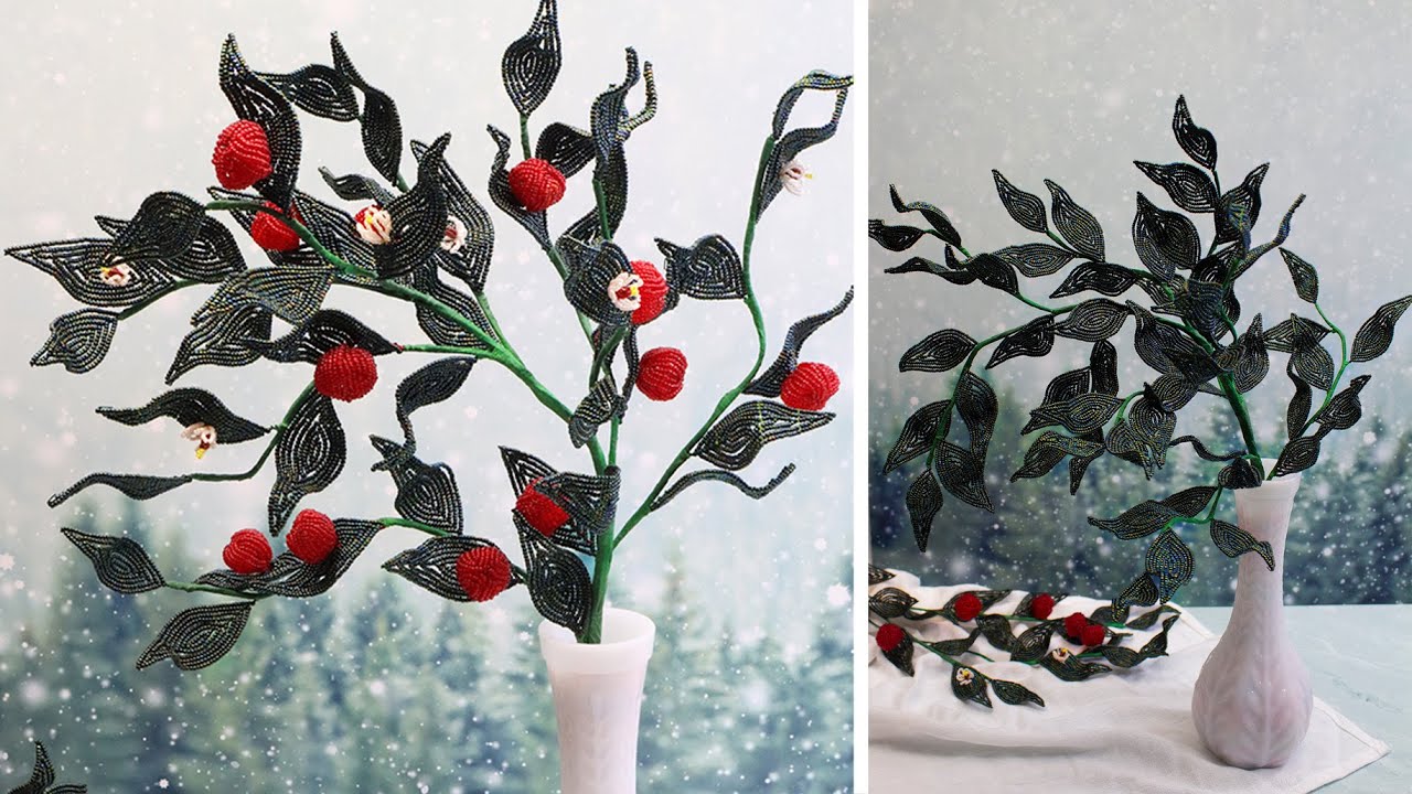 Bead-along Day 3: French beaded Italian Ruscus, Berries