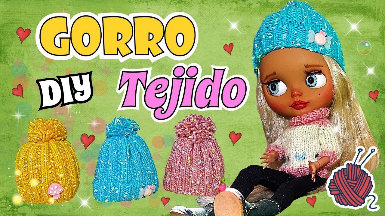 Como Tejer un Gorro para Blythe DIY  Tutorial facil para Muñecas en 2 Agujas