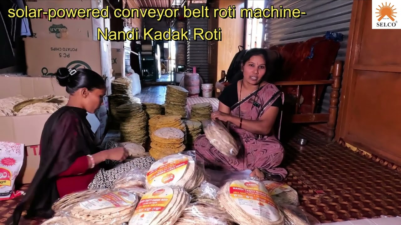 Solar-powered conveyor belt roti machine - Nandi Kadak roti - Hudgi, Bidar