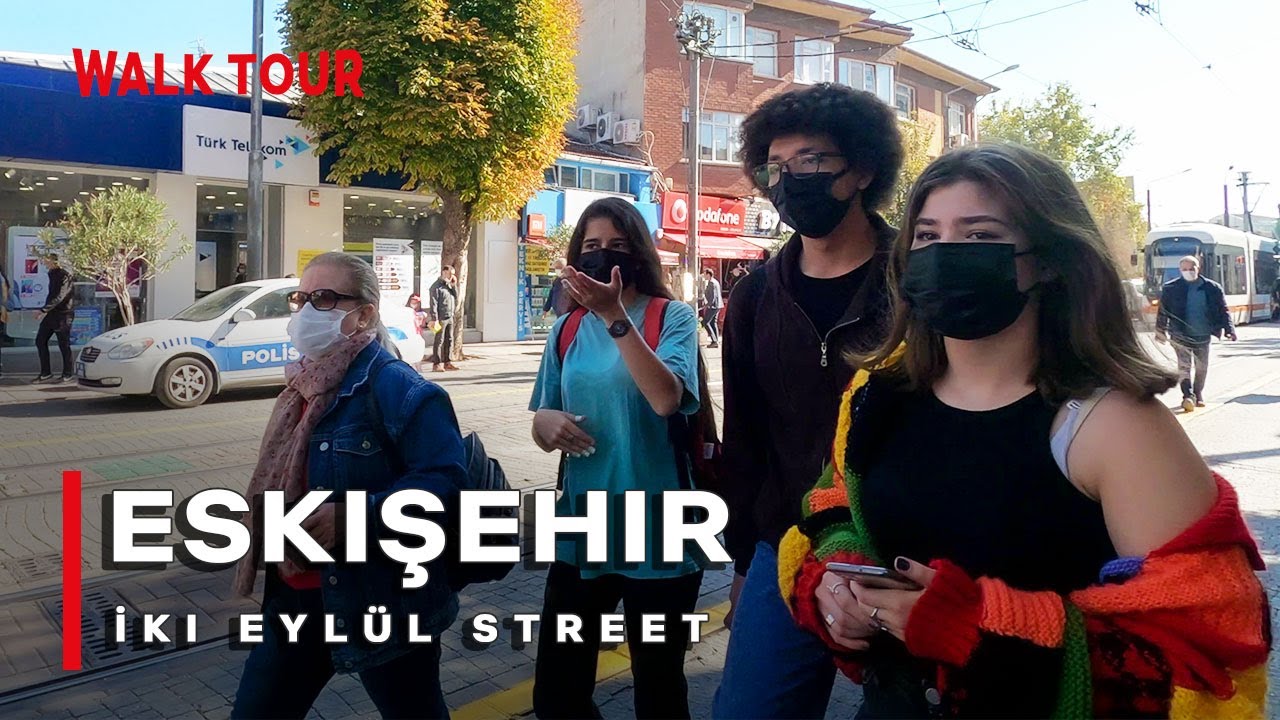 Eskişehir iki Eylül Street | Turkey Walking Tour 23 October 2021 |4k UHD 60fps