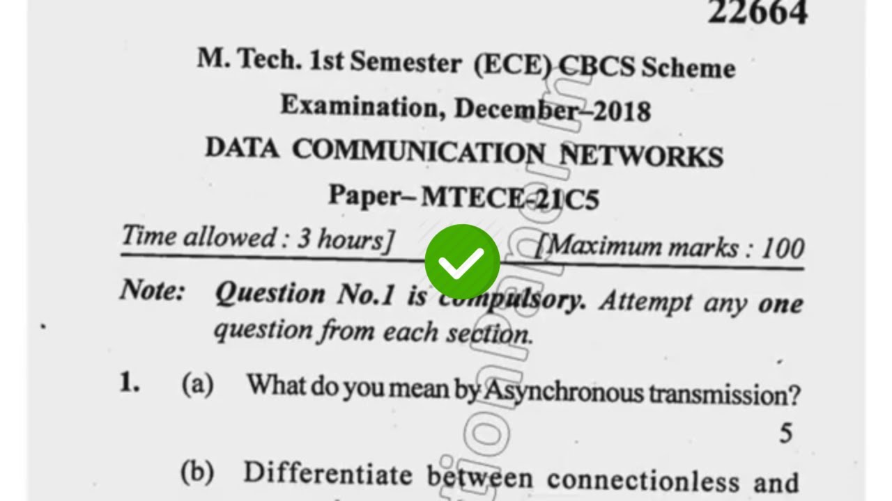 2018 Mdu MTech 1st Sem Data Communication Networks Question Paper #MduQuestionPaper
