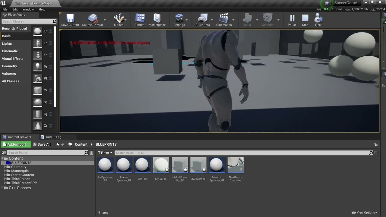 UE4 C++ Soccer Mini-game Part 2 (Soccer ball class and Blocker class)