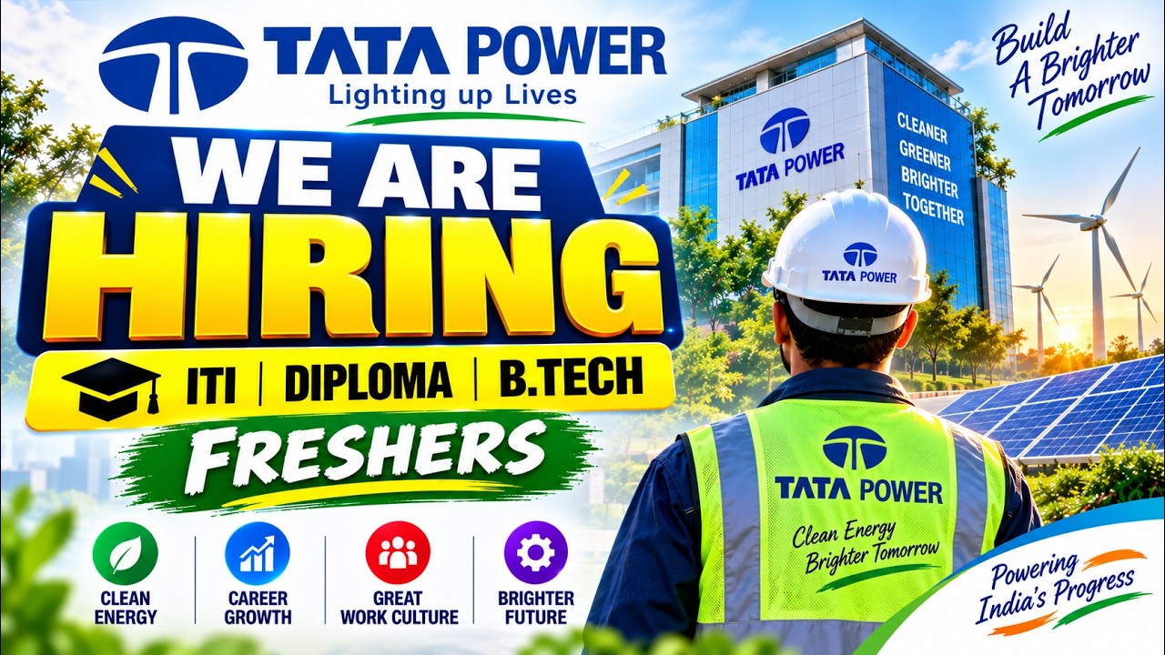 🔥 Tata Power Freshers Recruitment 2026 | ITI, Diploma, B.Tech | Bhubaneswar Odisha | Apply Now