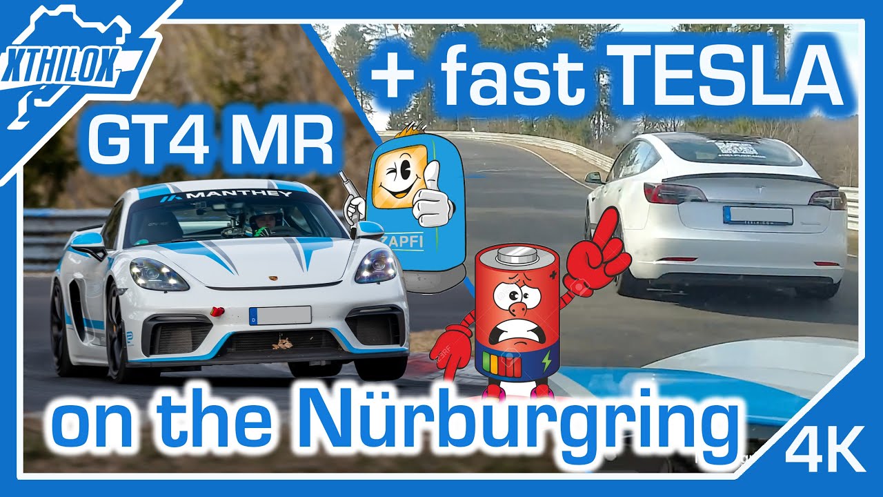 EV 🔋vs. NA⛽️ - modified TESLA Model 3 + PORSCHE GT4 MR on NÜRBURGRING NORDSCHLEIFE BTG 4K