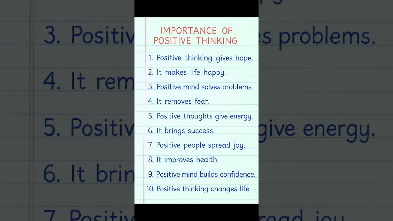 10 Lines on Importance of Positive Thinking | Essay