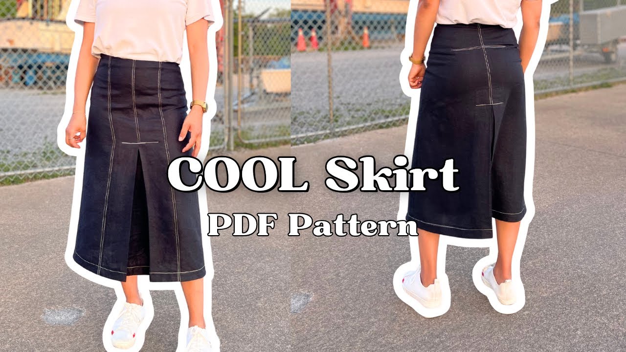 DIY fitted skirt with kick pleat and topstitching | Cool Skirt Tutorial