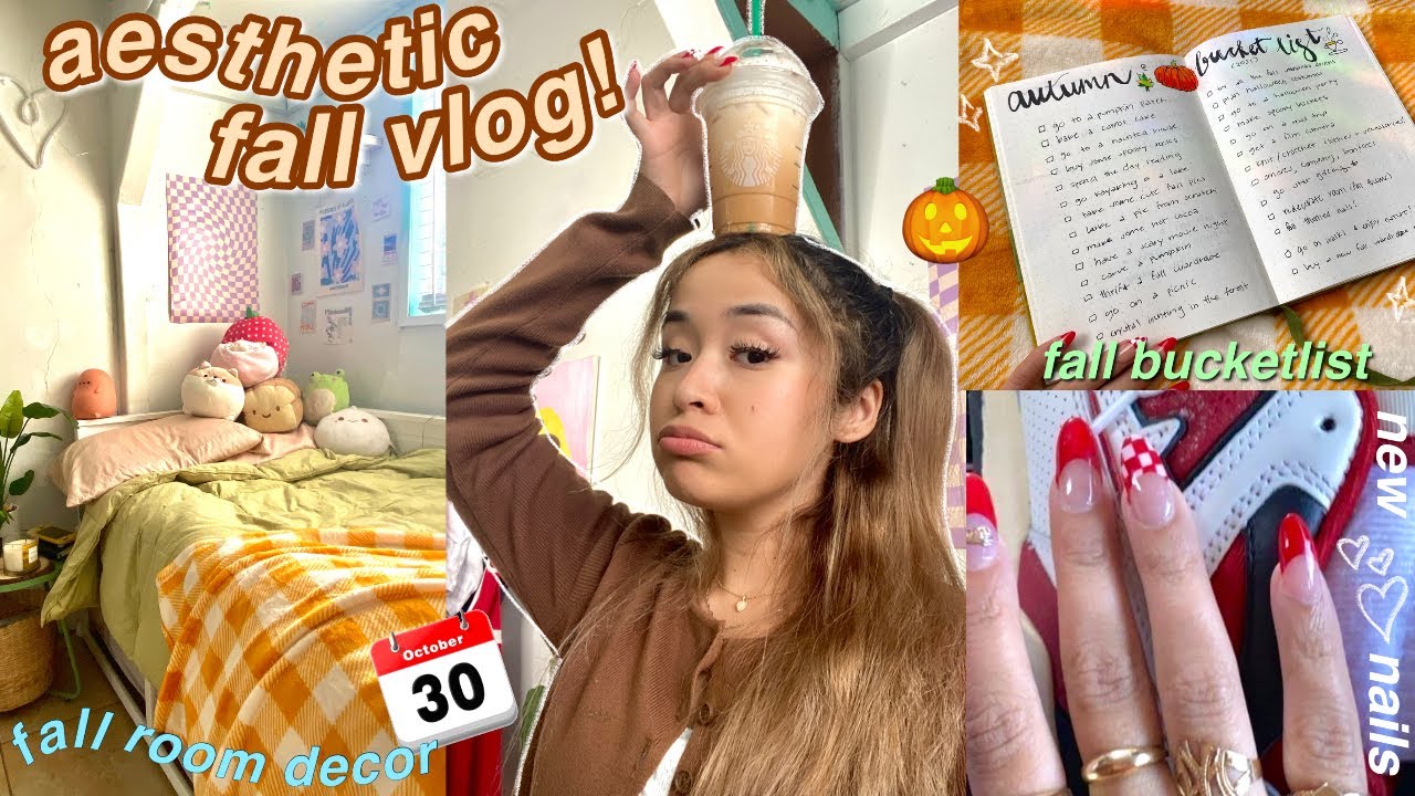 FALL DAY IN MY LIFE | decorating my room, new nails, pumpkin spice drinks, my bucketlist + more!! 🍂
