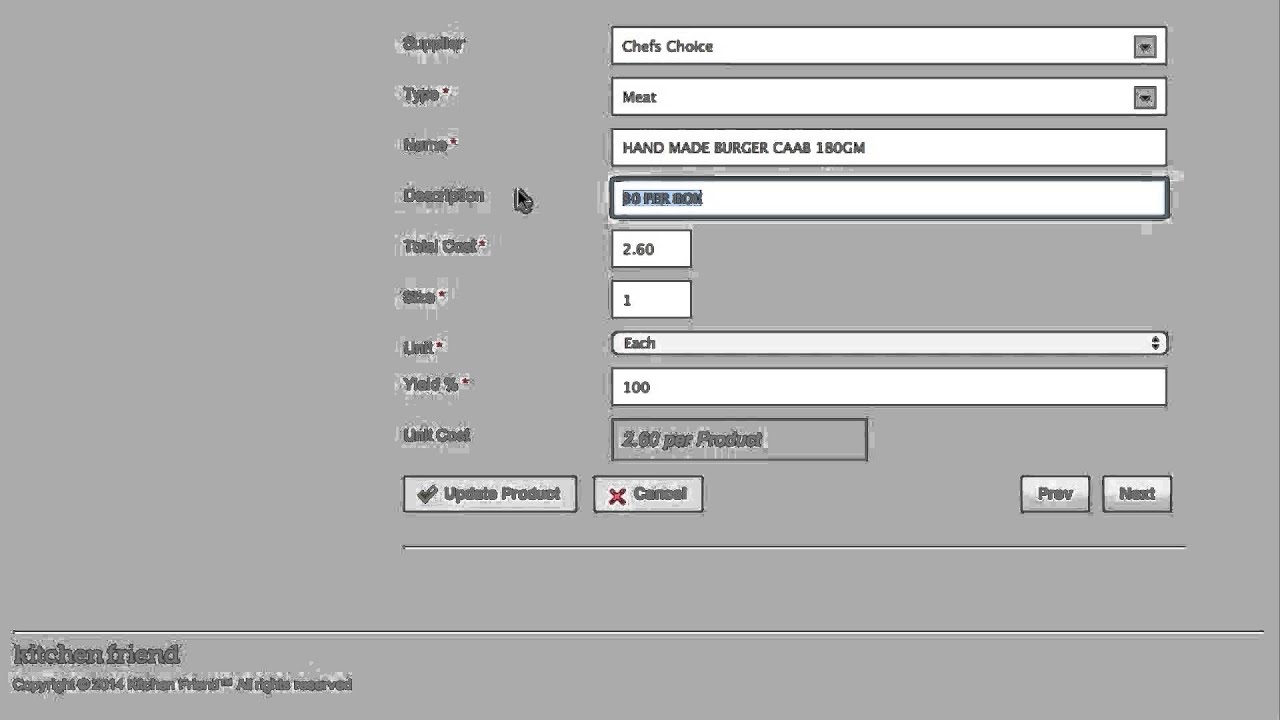 Managing your product list with recipe costing software Kitchen Friend