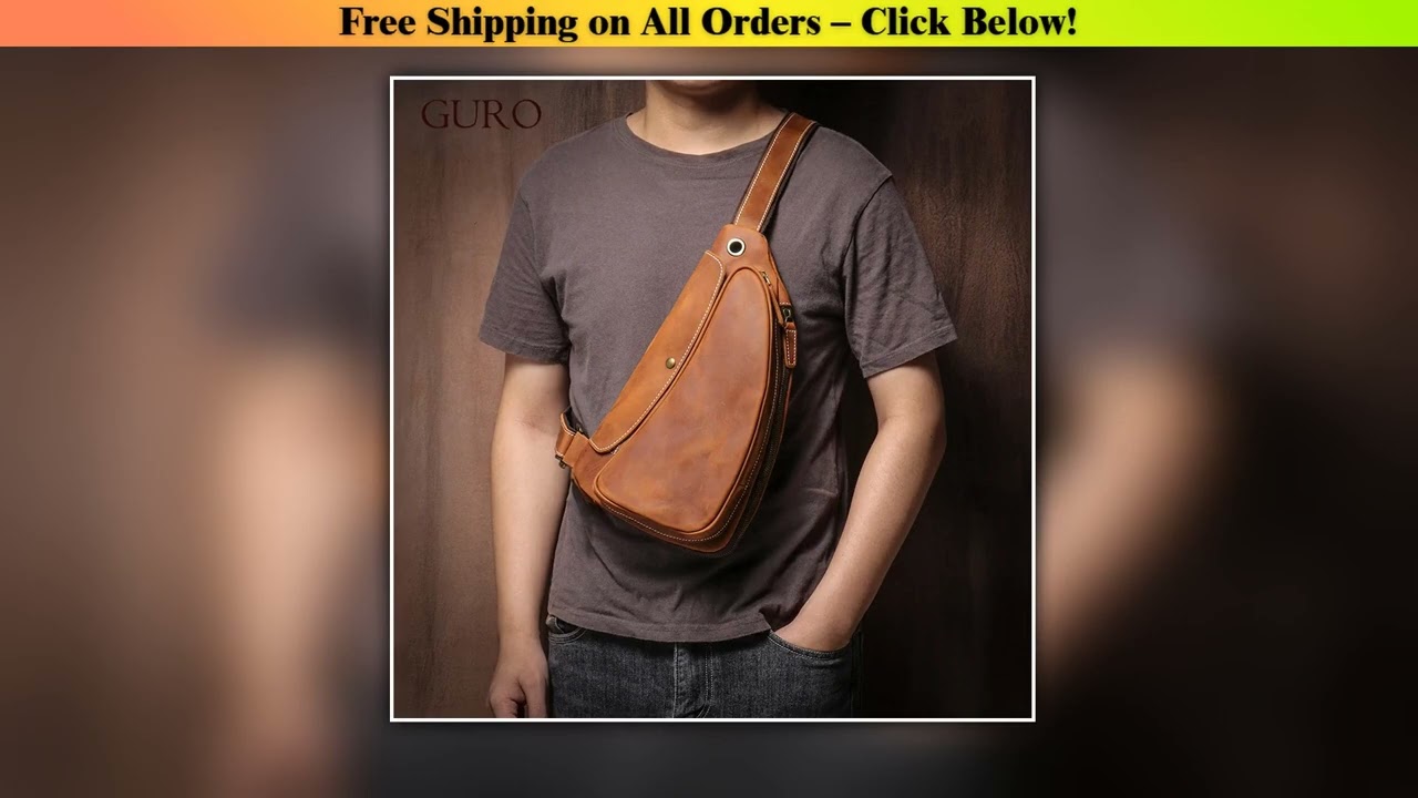 GURO High Quality Genuine Leather Travel Chest Bag Male Luxury satchel Vintage Trend Crossbody