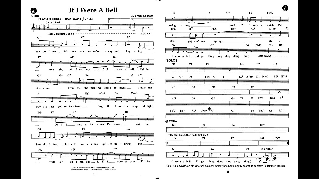 If I Were A Bell - Play Along