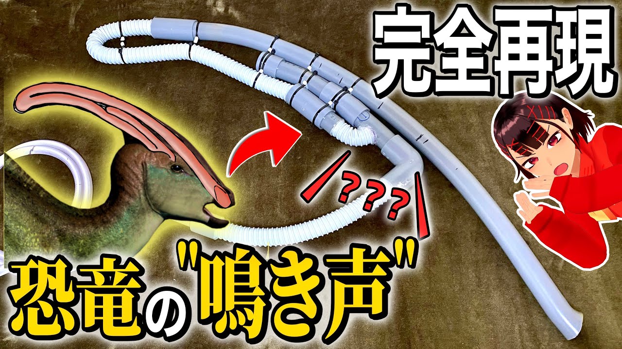 水道パイプで恐竜の鳴き声を再現してみた【パラサウロロフス】【新説】