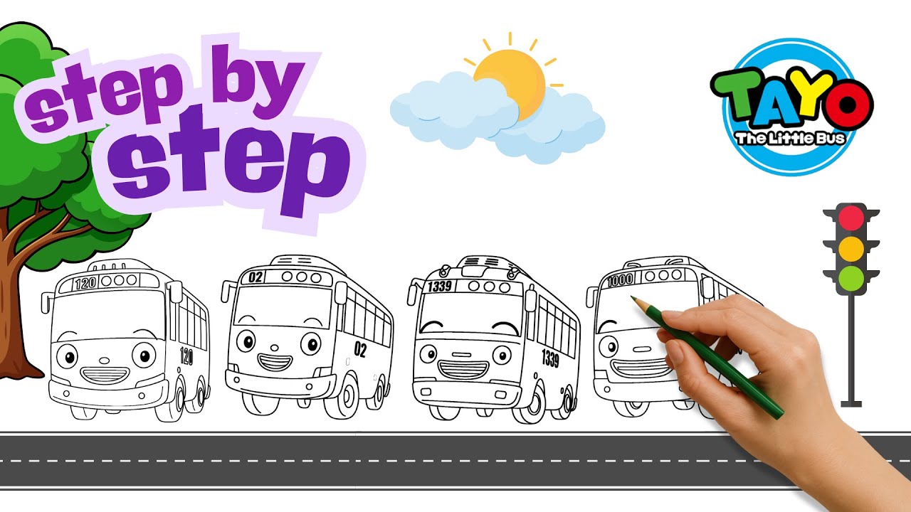 How to Draw All the Main Characters from Tayo the Little Bus Step by Step | Easy Kids Drawing Video