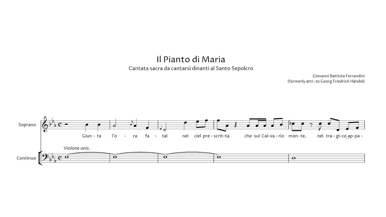 Giovanni Battista Ferrandini (formerly attr. to G. F. H&auml;ndel) &ndash; Il pianto di Maria