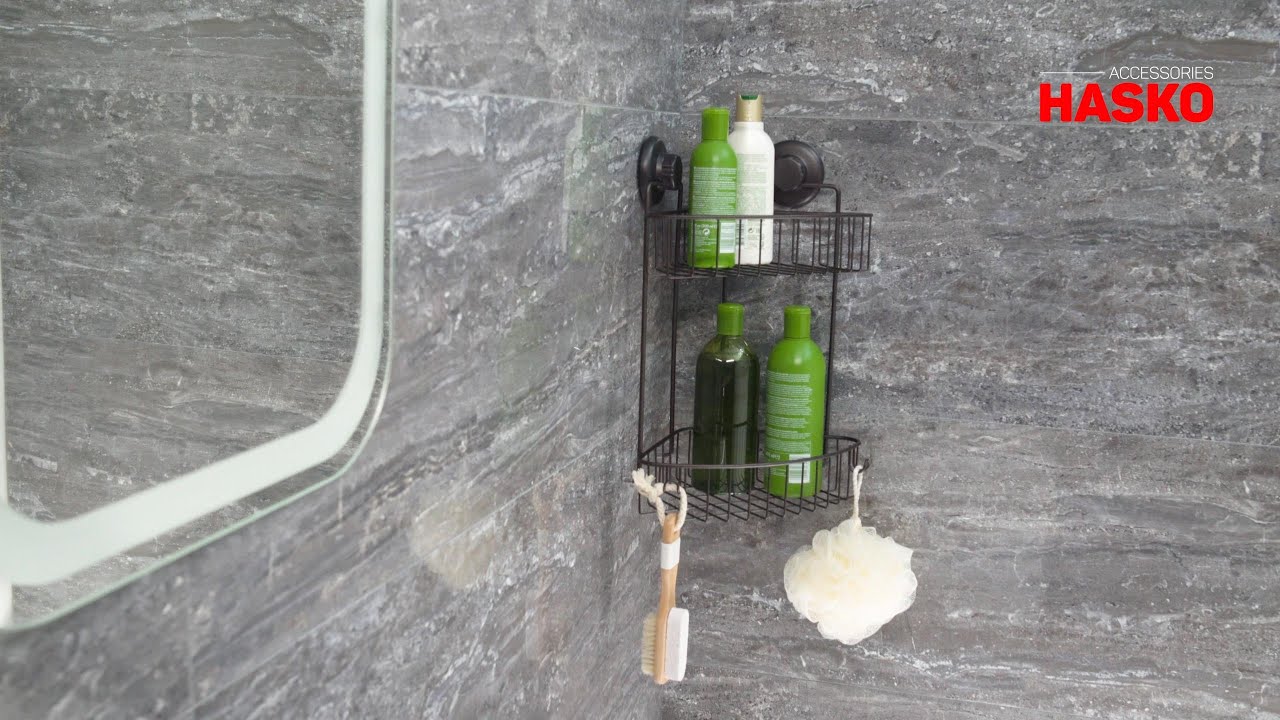 HASKO Corner Shower Caddy with Suction Cups and hooks 2 Tier BRONZE