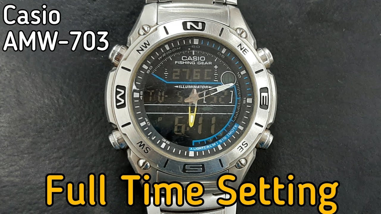 How To Setting Time CASIO AMW-703 Fishing Gear Watch