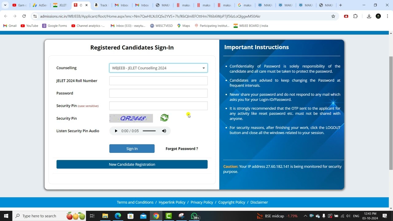 Finally Started JELET 2024 Online Counselling Process |