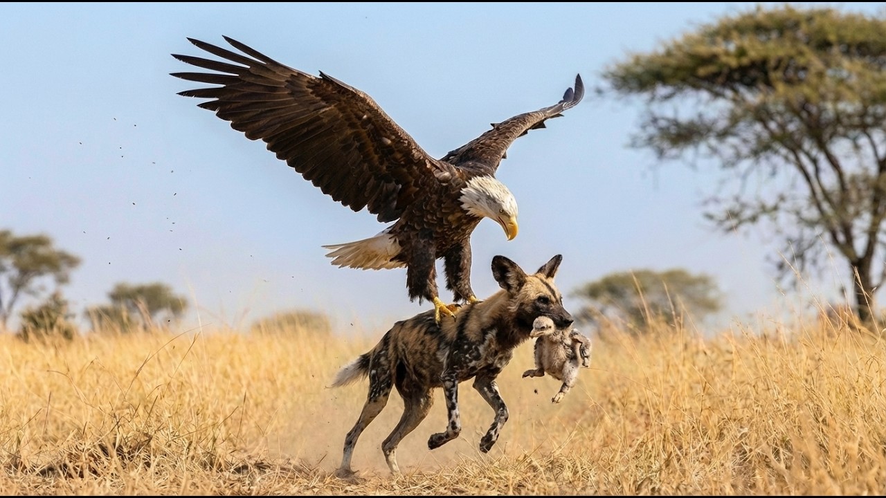 Eagle vs African Wild Dog: Mother Eagle Rescues Her Chick from a Deadly Attack &mdash;From Egg to Survivor