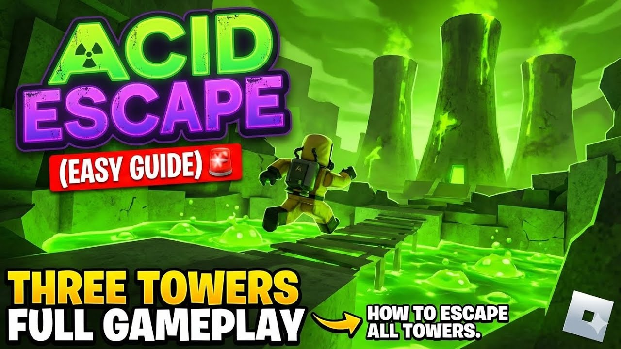 Acid Escape: Three Towers Full Gameplay | How to Escape All Towers in Roblox (Easy Guide) 🚨