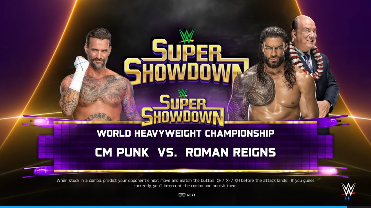 WWE 2K25 CM PUNK VS ROMAN REIGNS || SUPER SHOWDOWN WORLD HEAVYWEIGHT CHAMPIONSHIP #wwe2k25 #roman