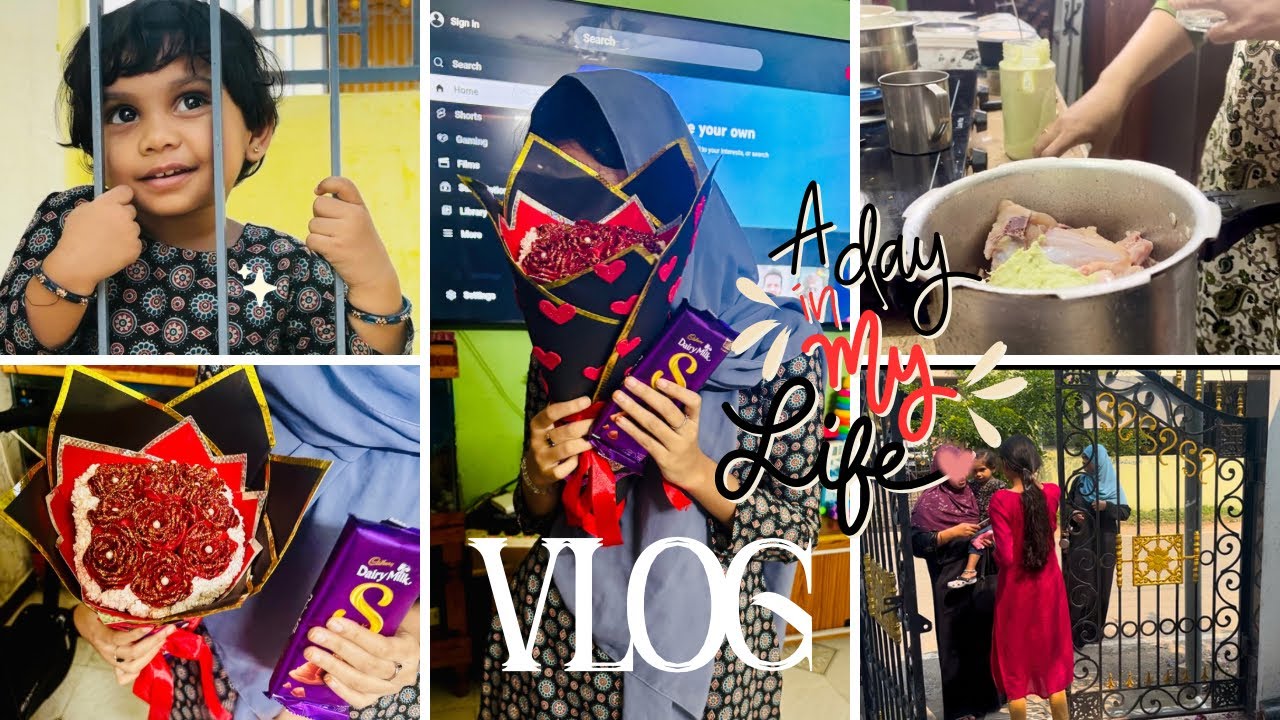 Day In My Life vlog 💁🏻‍♀️ |Surprise Gift Handmade Rose bouquet 💐 #familyvlog #vlog #youtube #food 