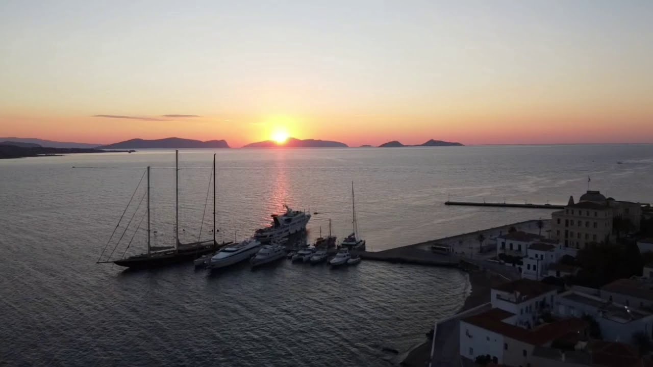 Spetses island Greece Aerial view by drone