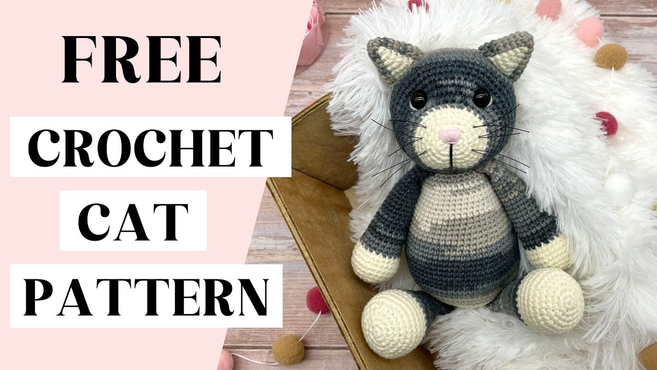LOW-SEW crochet cat pattern, Cat Amigurumi free pattern, Free crochet stuffed cat pattern