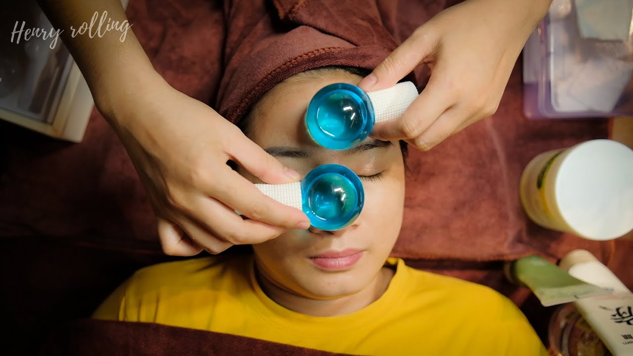 Asmr for Deep Sleep Easily - Asmr Facial & Head Massage with AMAZING BLUE TOOLS