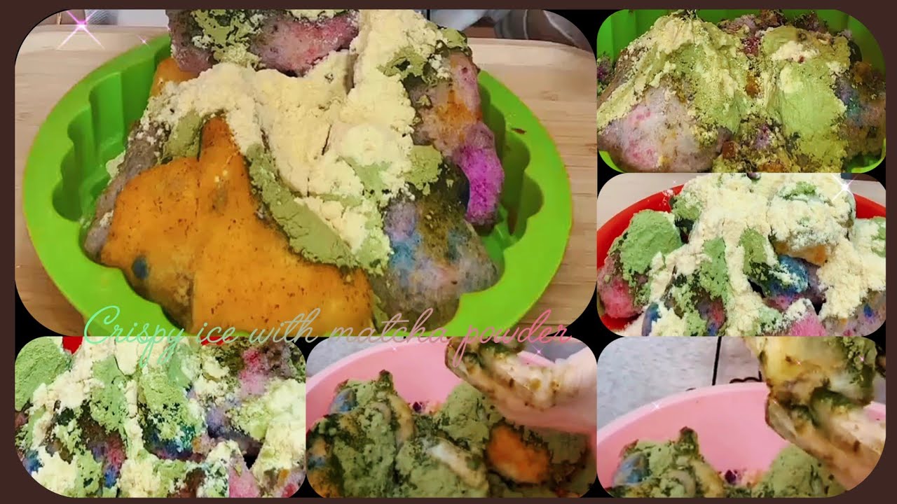 Matcha powder and milk powder with crunchy ice.
