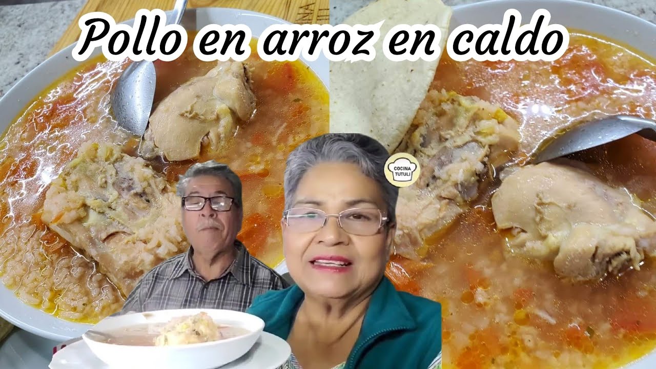 Pollo en caldo con arroz 🥶🎅sabroso y reconfortante  🐔🍅🧅🧄🌶| Cocina Tutuli.