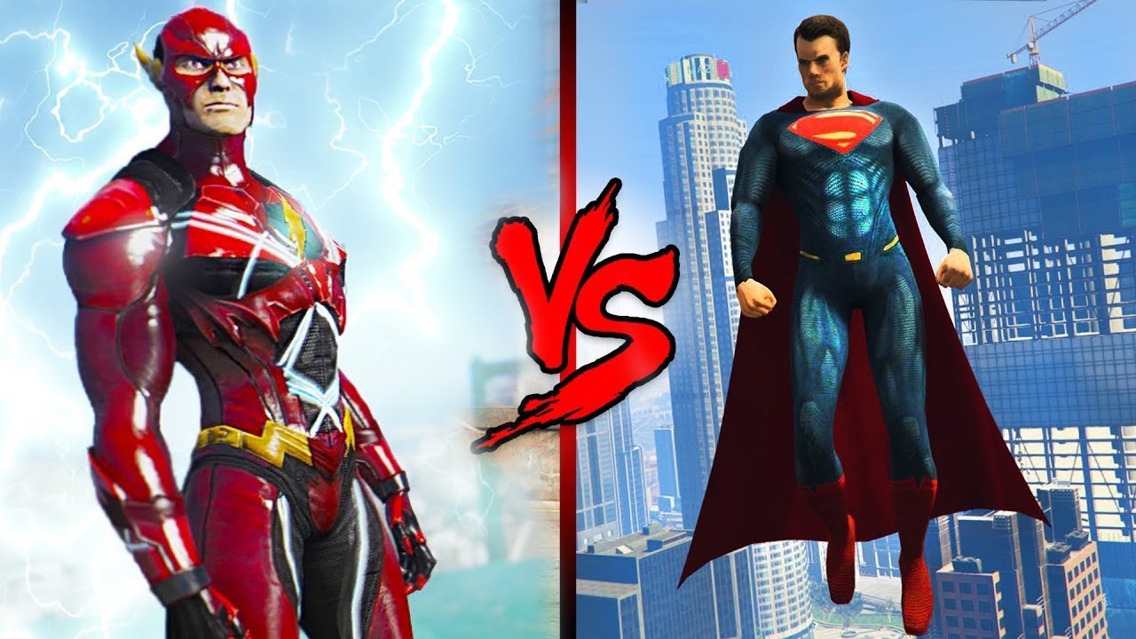 SUPERMAN VS FLASH!!! EPIC BATTLE! (GTA 5 Mods)