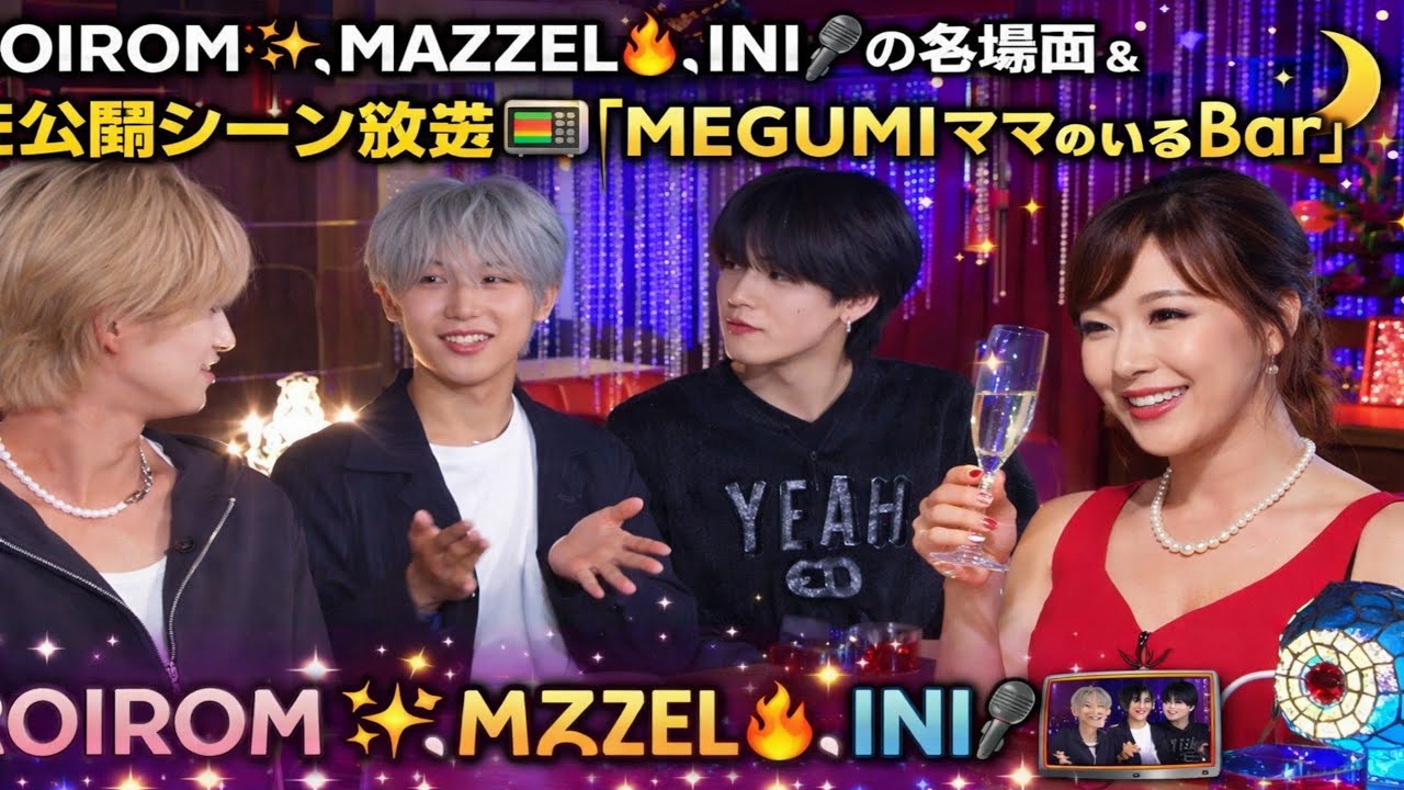 ROIROM✨、MAZZEL🔥、INI🎤の名場面＆未公開シーン放送📺🍸「MEGUMIママのいるBar」🌙💫